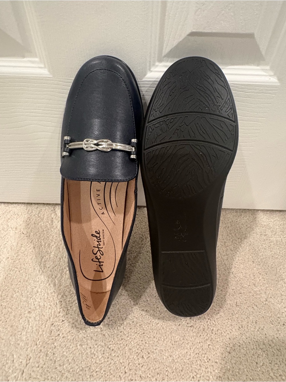 Life Stride Navy Slip-On Loafers with Silver Bit